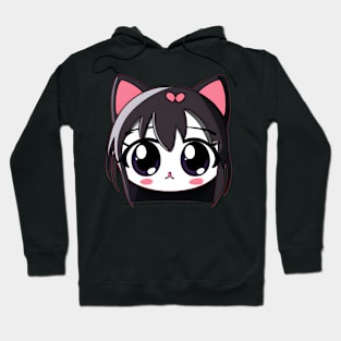 Anime Black Cat Girl With Shinny Eyes Hoodie